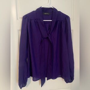 Vintage 90s Retro Elegant Women's Blouse in Rich Purple Eggplant